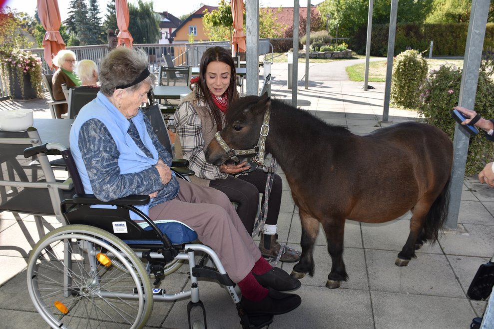 Zwei Frauen und ein Pferd.