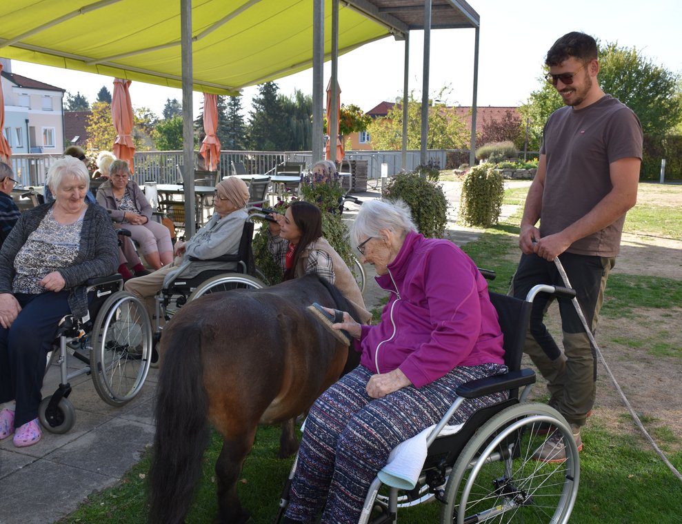 Gruppenfoto mit Pferd.