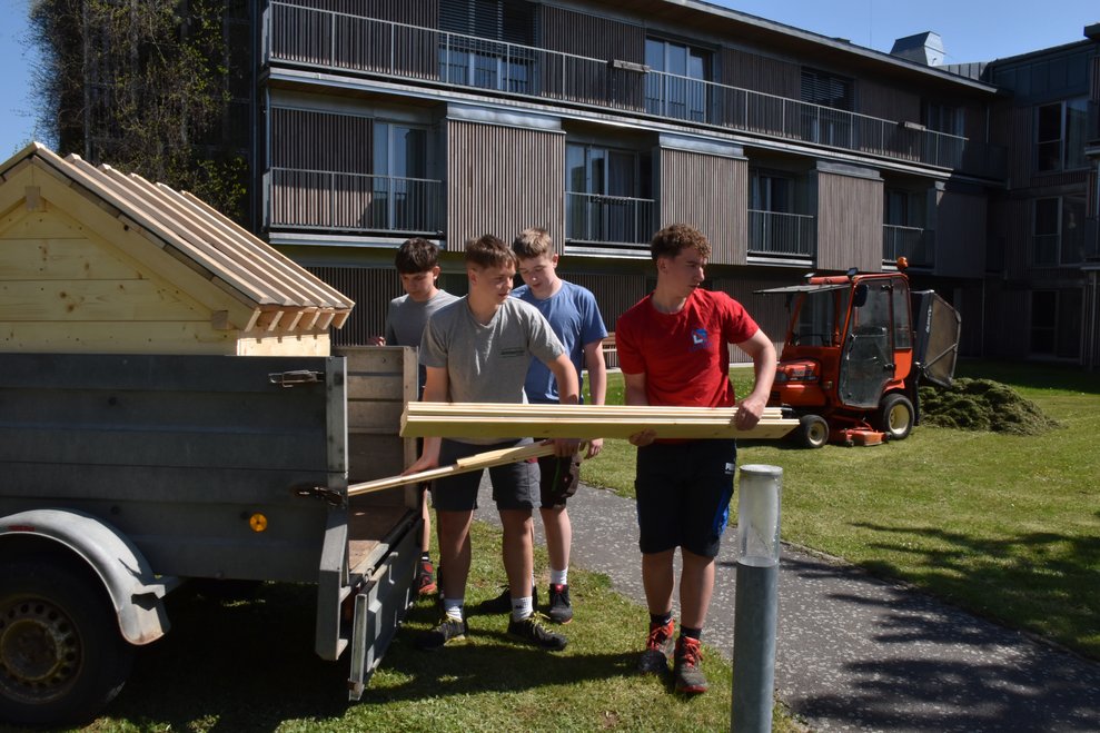 Ankunft der Schüler.
